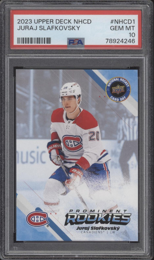 Juraj Slafkovsky 2023-24 UD National Hockey Card Day RC #NHCD-1 PSA 10 #3