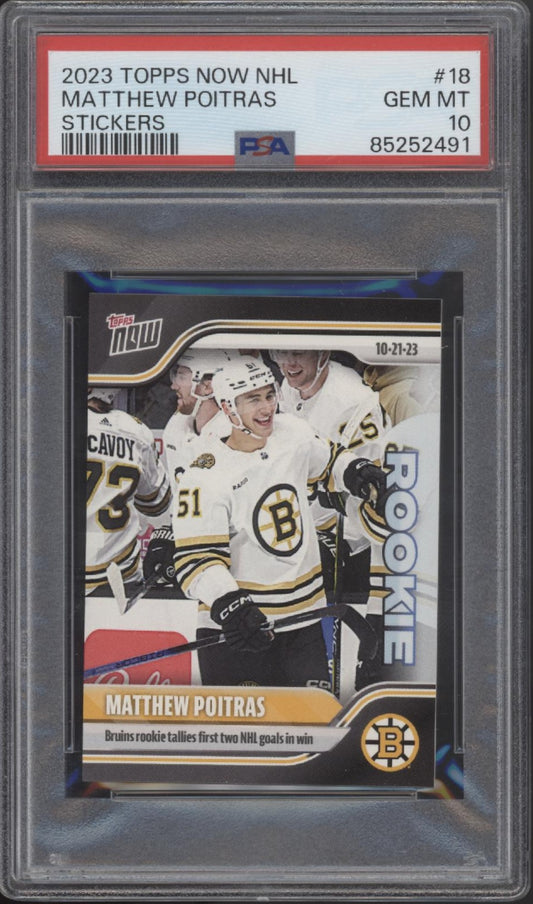 Matthew Poitras 2023-24 Topps Now Stickers RC #18 PSA 10 #1