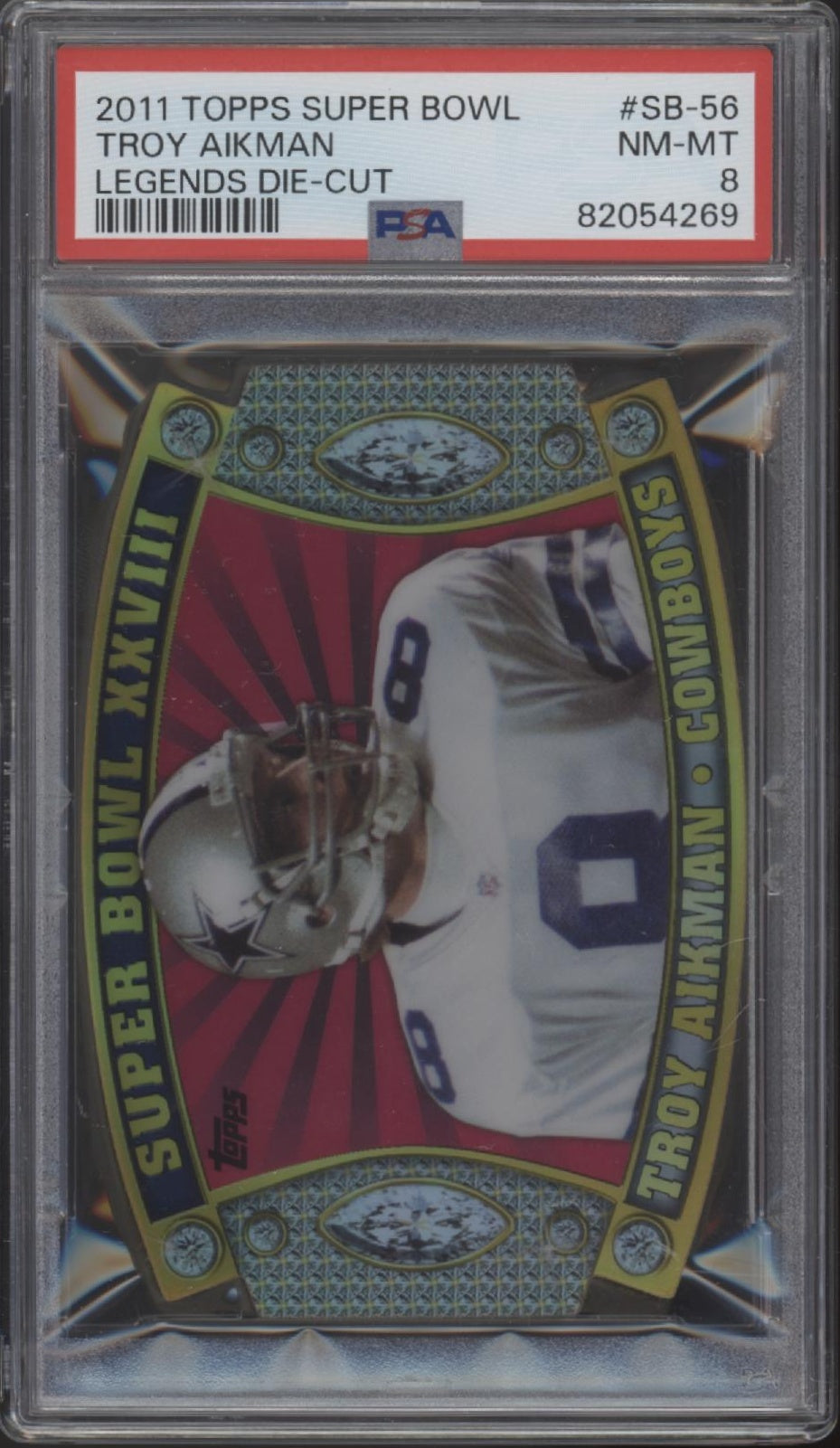 Troy Aikman 2011 Topps Super Bowl Legends Die-Cut #SB-56 PSA 8 #2