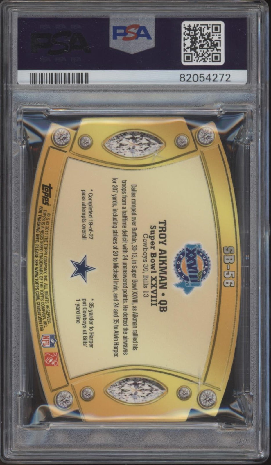 Troy Aikman 2011 Topps Super Bowl Legends Die-Cut #SB-56 PSA 8 #4