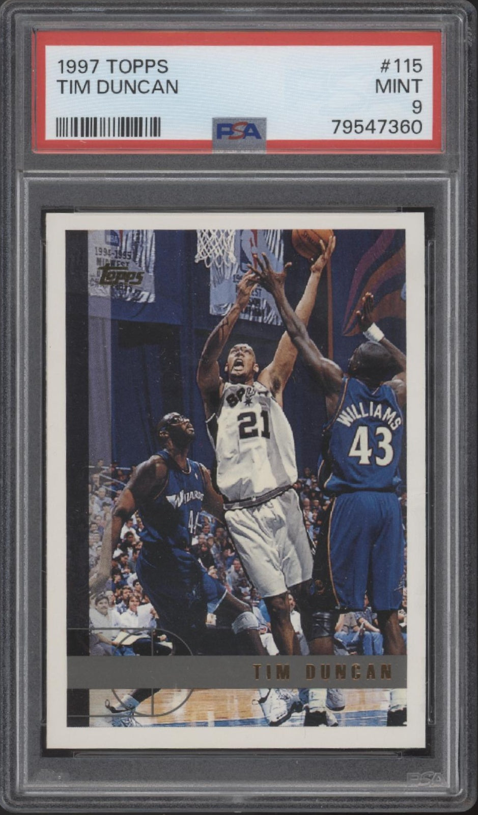 Tim Duncan 1997-98 Topps RC #115 PSA 9 #1