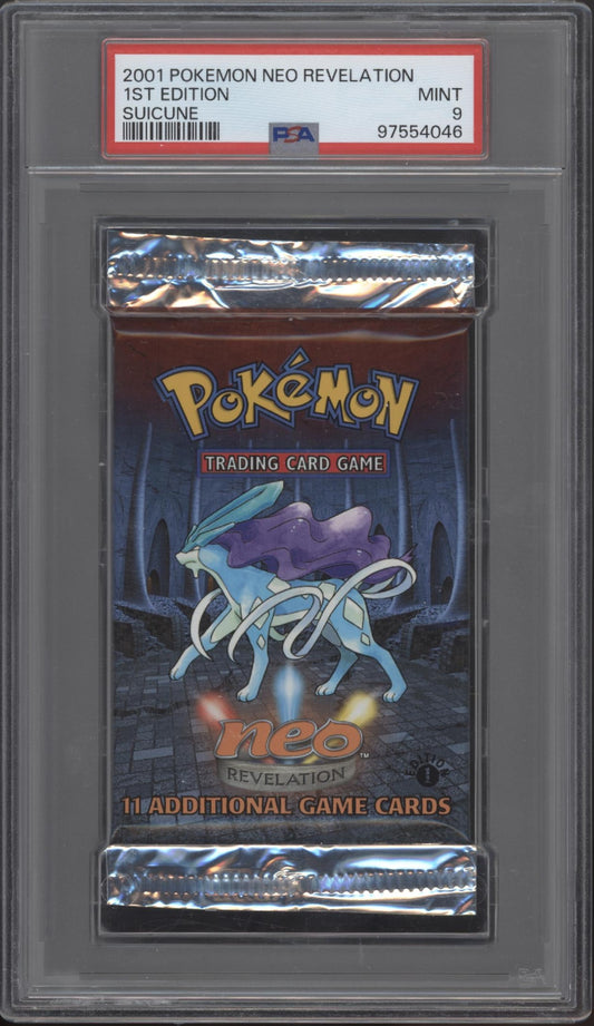 Neo Revelation Pokemon 1st Edition Suicune Booster Pack PSA 9