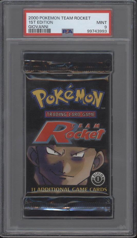 Team Rocket Pokemon 1st Edition Giovanni Booster Pack PSA 9