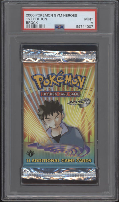 Gym Heroes Pokemon 1st Edition Brock Booster Pack PSA 9