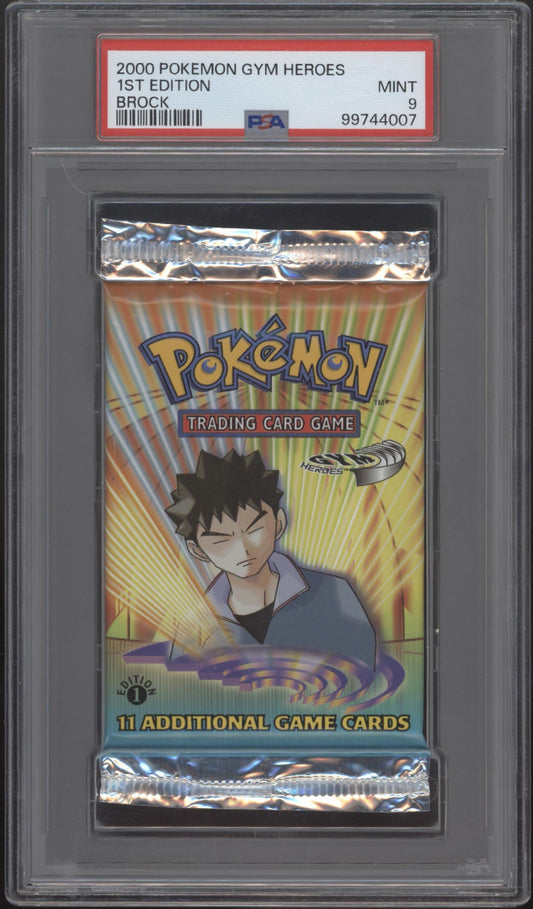 Gym Heroes Pokemon 1st Edition Brock Booster Pack PSA 9