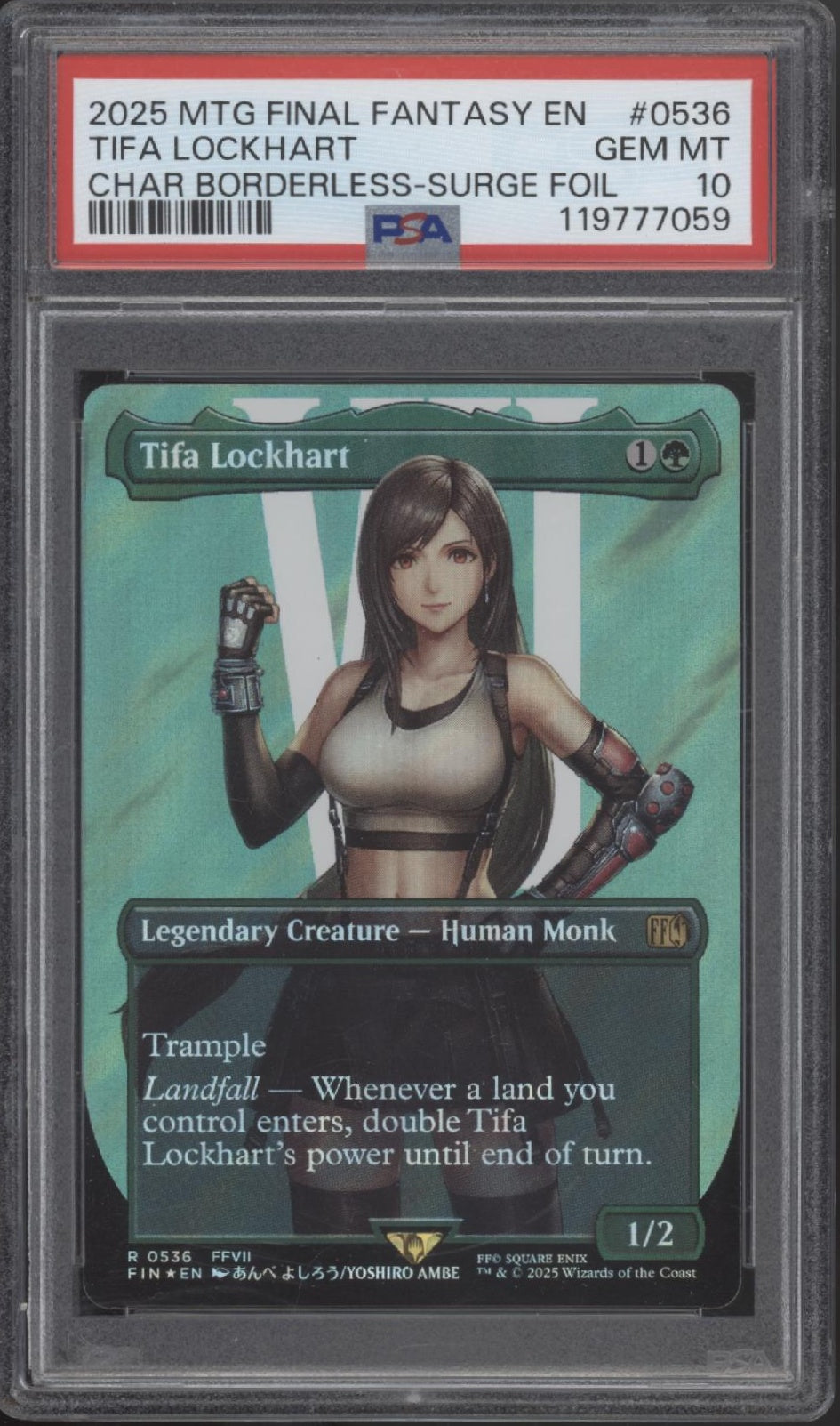 Tifa Lockhart MTG Final Fantasy Character Borderless Surge Foil #0536 PSA 10