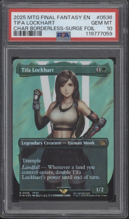 Tifa Lockhart MTG Final Fantasy Character Borderless Surge Foil #0536 PSA 10
