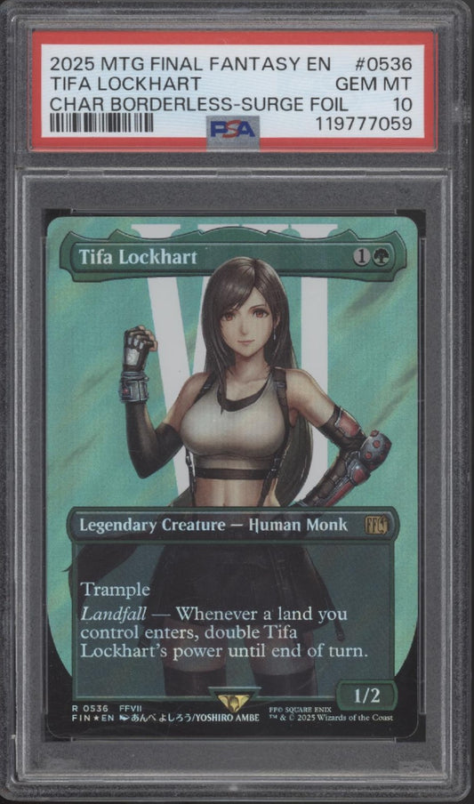 Tifa Lockhart MTG Final Fantasy Character Borderless Surge Foil #0536 PSA 10