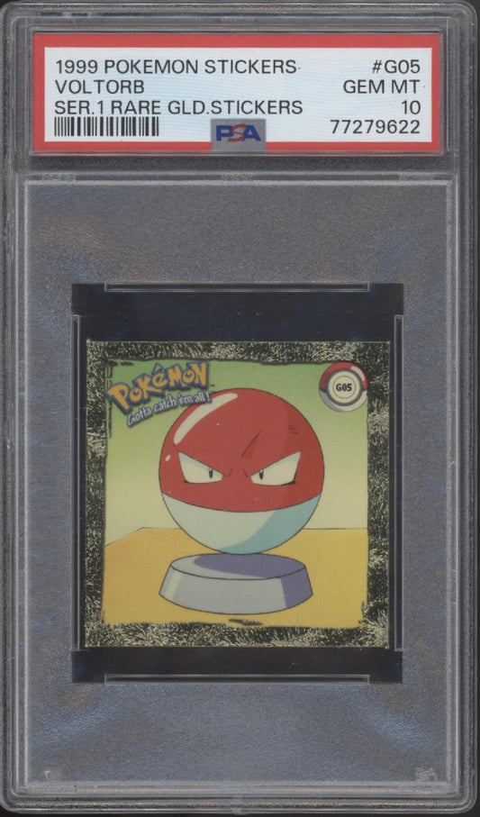 Voltorb Pokemon Stickers Series 1 Rare Gold #G05 PSA 10