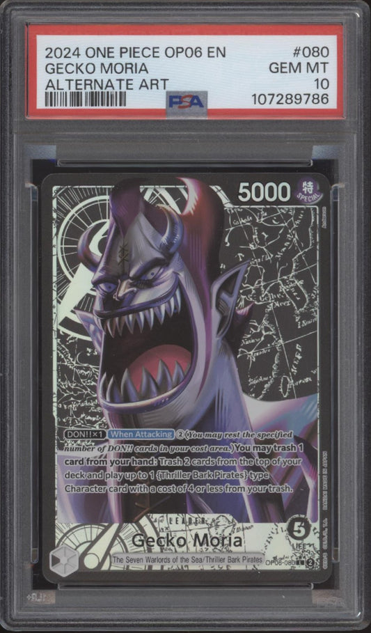 Gecko Moria One Piece Card Game Wings of the Captain Alt Art #080 PSA 10