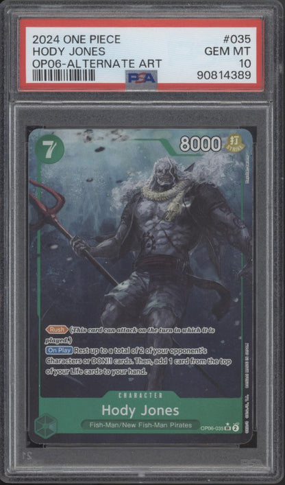 Hody Jones One Piece Card Game Wings of the Captain Alt Art #035 PSA 10