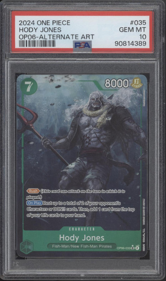 Hody Jones One Piece Card Game Wings of the Captain Alt Art #035 PSA 10
