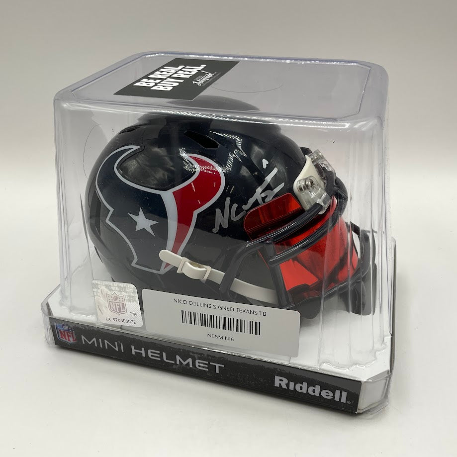 Nico Collins Autographed Houston Texans Mini Helmet with Beckett COA