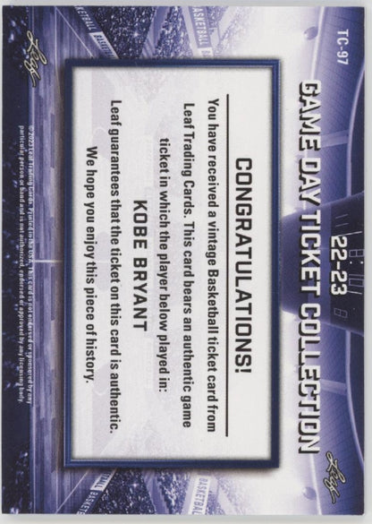 Kobe Bryant 2022-23 Leaf Game Day Ticket Collection #TC-97