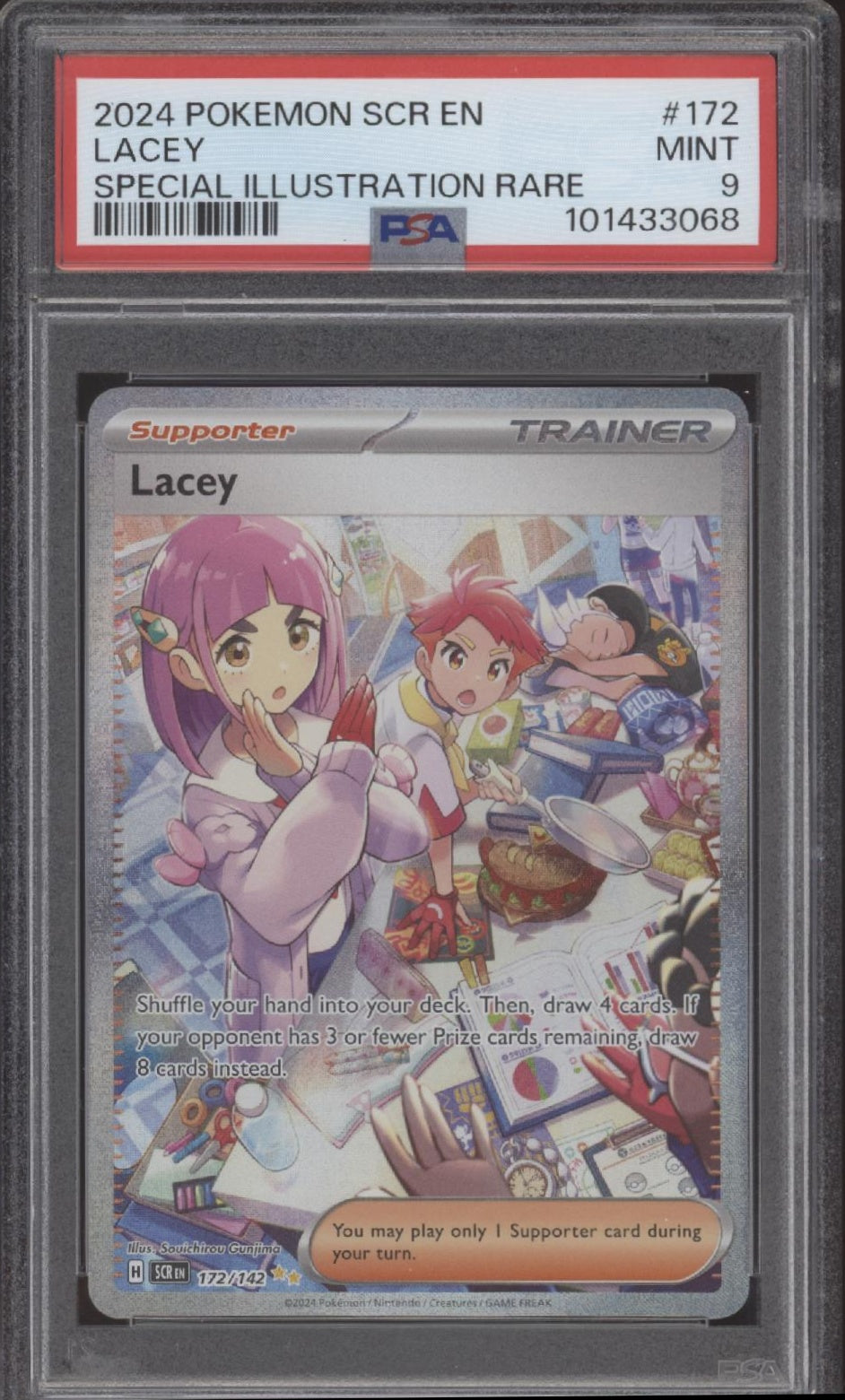 Lacey Pokemon Stellar Crown Special Illustration Rare #172 PSA 9