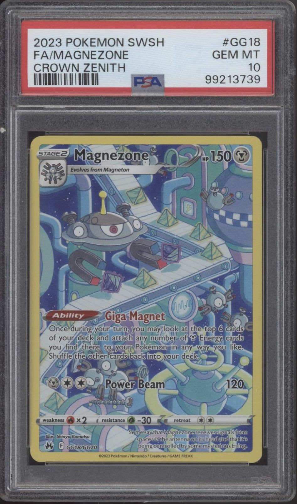 Magnezone Pokemon Crown Zenith Full Art #GG18 PSA 10