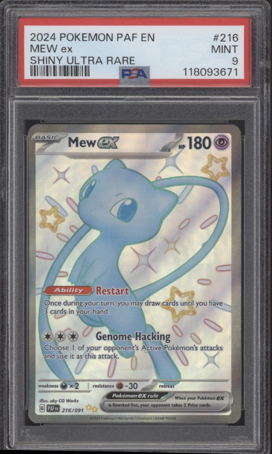 Mew ex Pokemon Paldean Fates Shiny Ultra Rare #216 PSA 9 #2