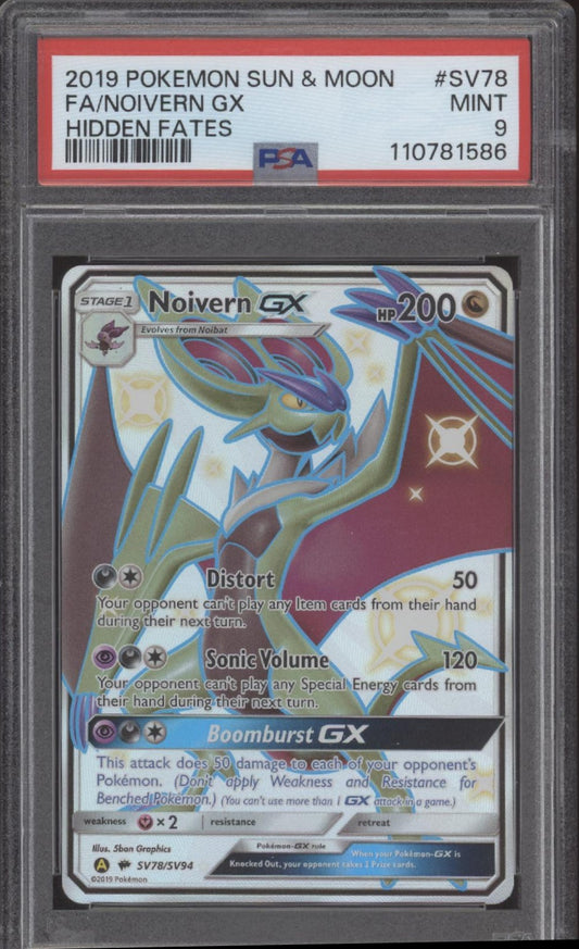 Noivern GX Pokemon Hidden Fates Full Art #SV78 PSA 9