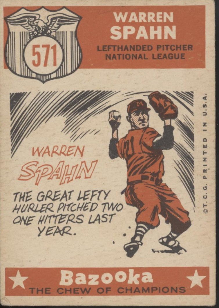 Warren Spahn 1959 Topps Sporting News #571 Milwaukee Braves VG #2