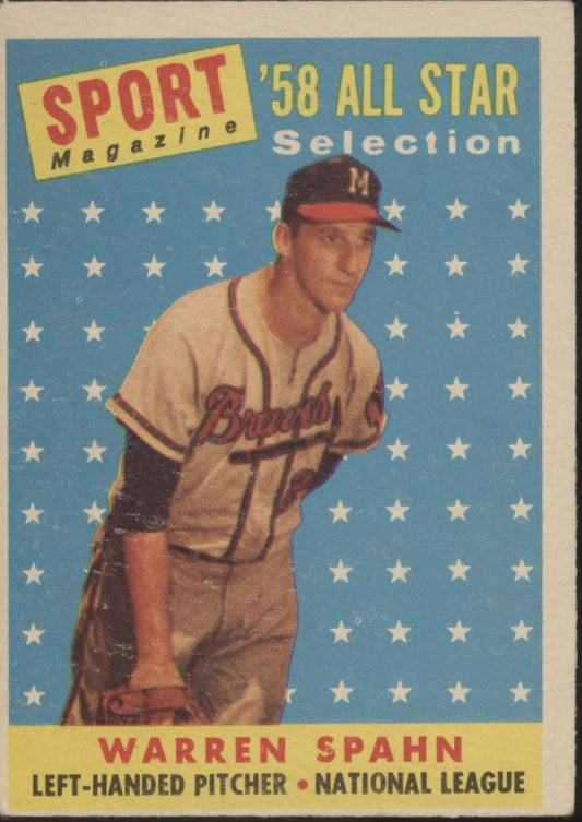 Warren Spahn 1958 Topps #494 Milwaukee Braves EX