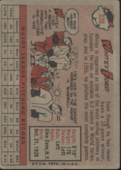 Whitey Ford 1958 Topps #320 New York Yankees GD