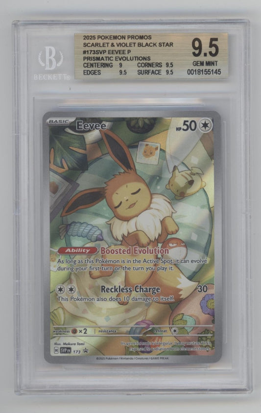 Eevee Pokemon Prismatic Evolutions Black Star Promo #173 Beckett 9.5