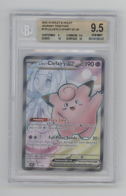 pokemon journey together card list price Lillie's Clefairy ex Pokemon Journey Together #173 Beckett 9.5