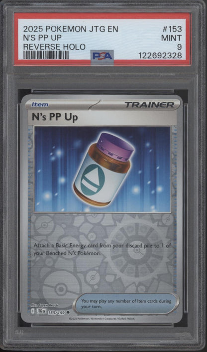 N's PP Up Pokemon Journey Together Reverse Holo #153 PSA 9