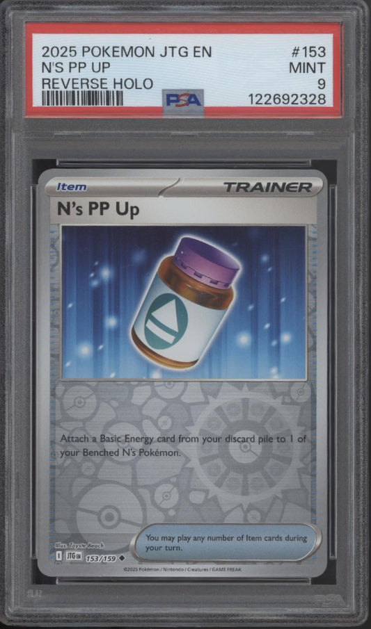 N's PP Up Pokemon Journey Together Reverse Holo #153 PSA 9