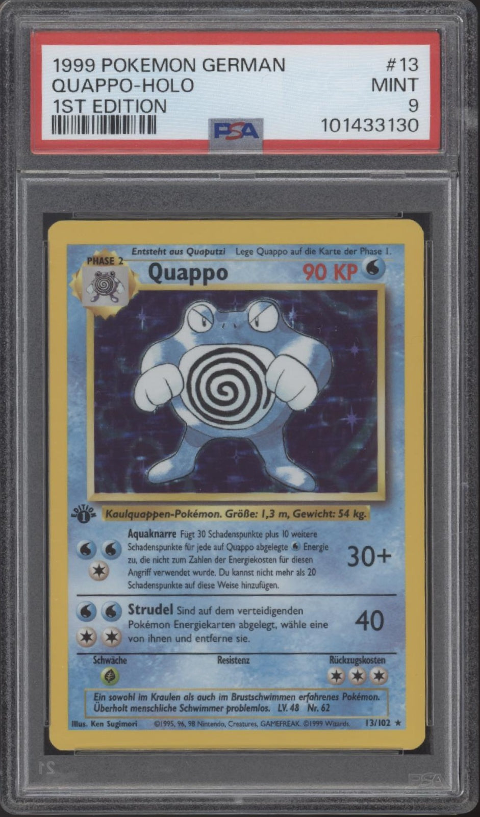 Poliwrath Pokemon Base Set Holo 1st Edition German #13 PSA 9