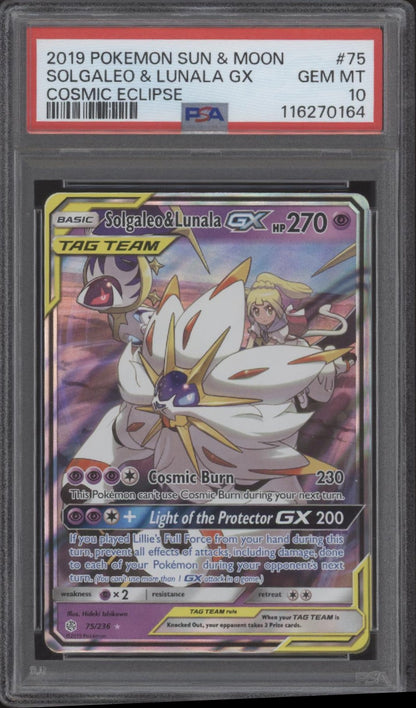 Solgaleo & Lunala GX Pokemon Cosmic Eclipse #75 PSA 10