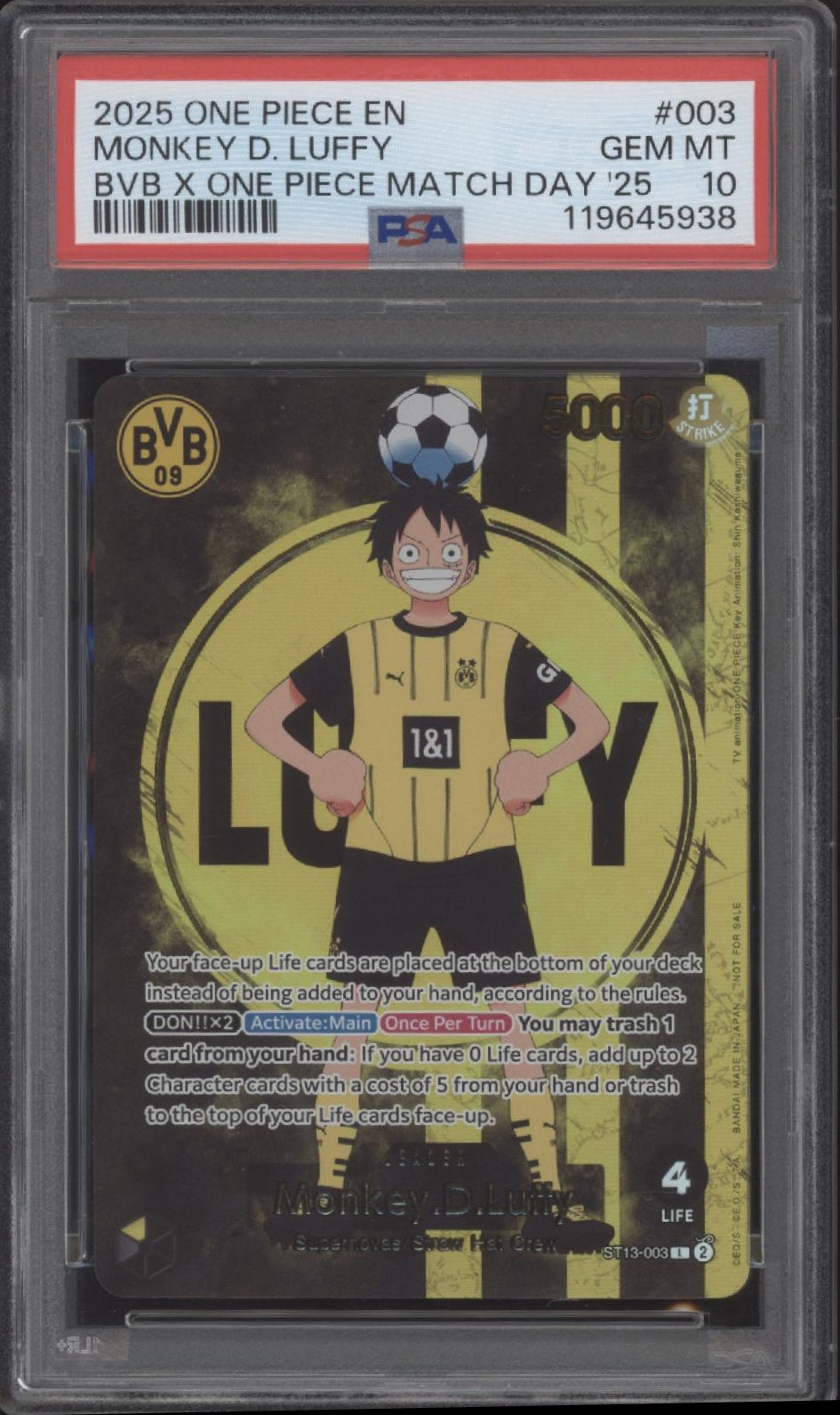 Monkey D Luffy One Piece Card Game BVB x One Piece Match Day '25 #003 PSA 10
