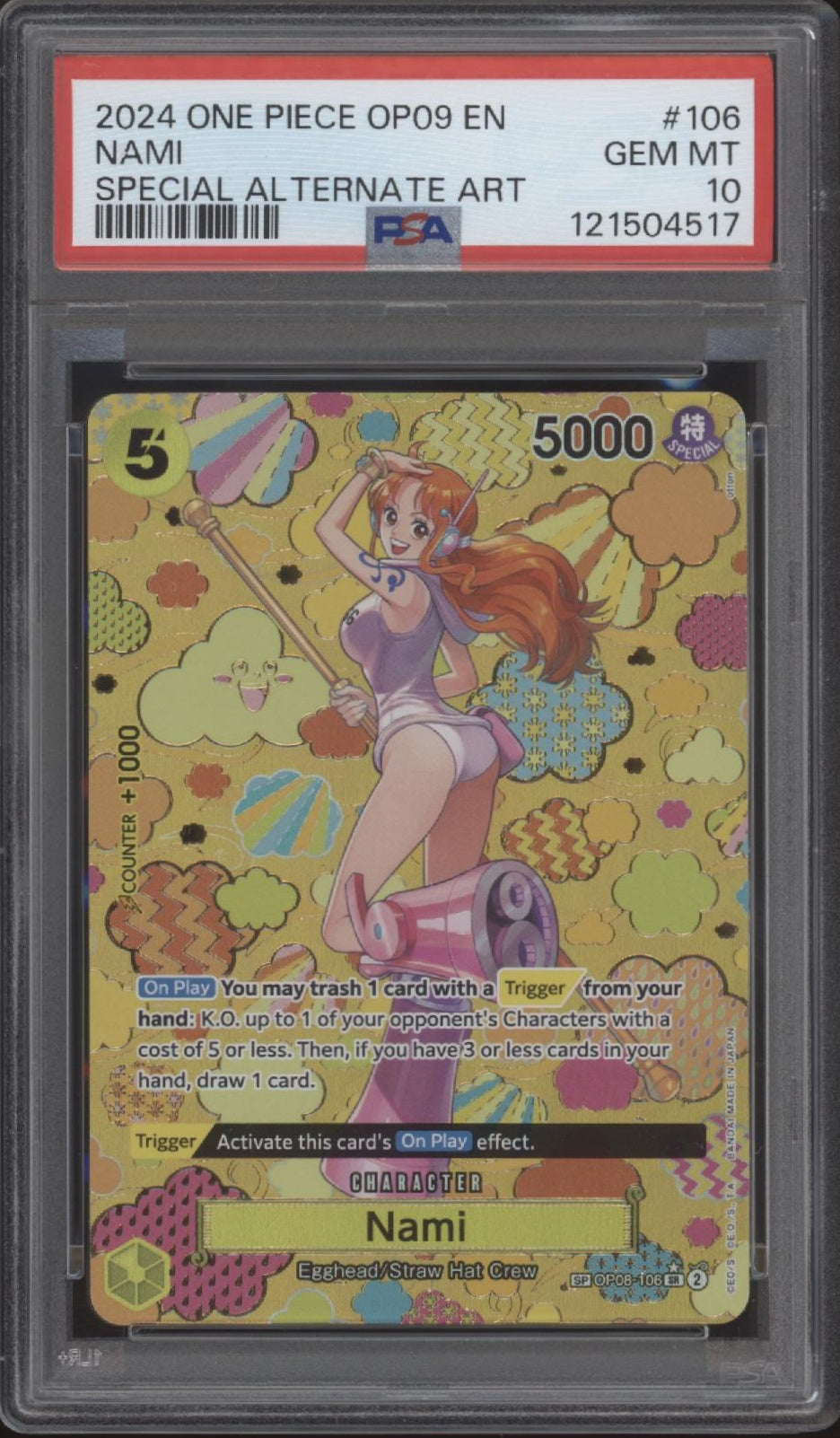 Nami One Piece Card Game Emperors in the New World Special Alt Art #106 PSA 10