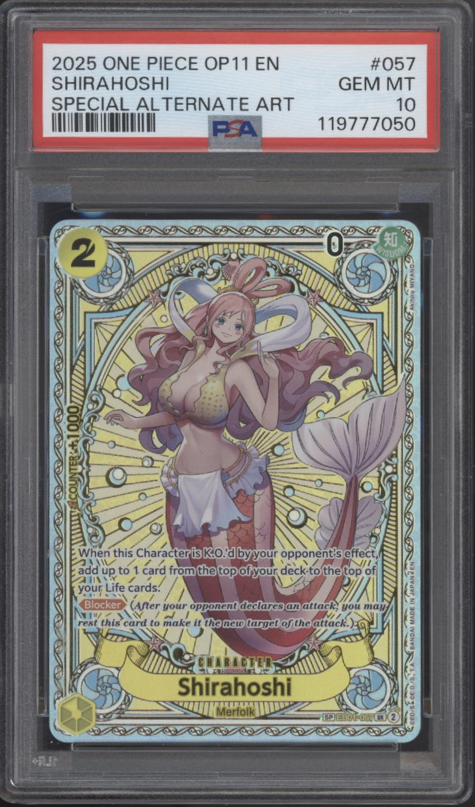 Shirahoshi One Piece Card Game A Fist of Divine Speed Special Alt Art #57 PSA 10
