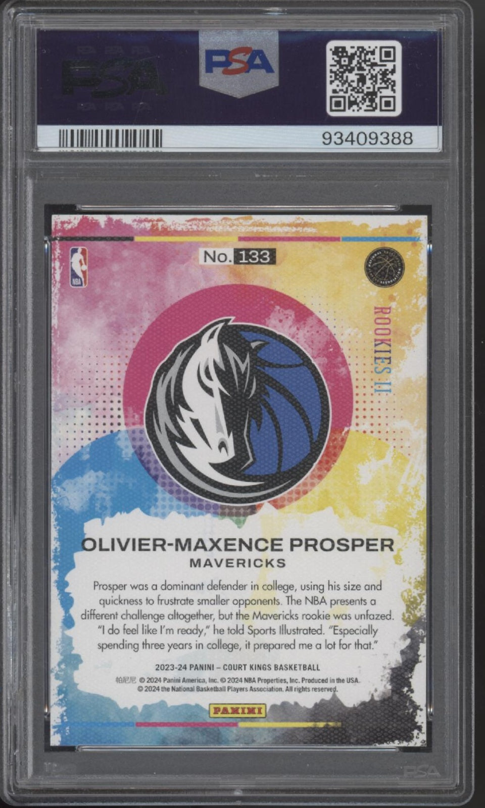 Olivier-Maxence Prosper 2023-24 Panini Court Kings RC #133 PSA 10