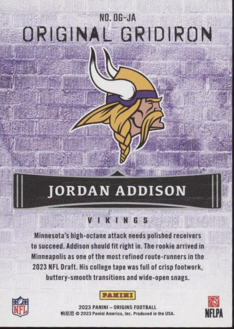 Jordan Addison 2023 Panini Origins Original Gridiron #OG-JA