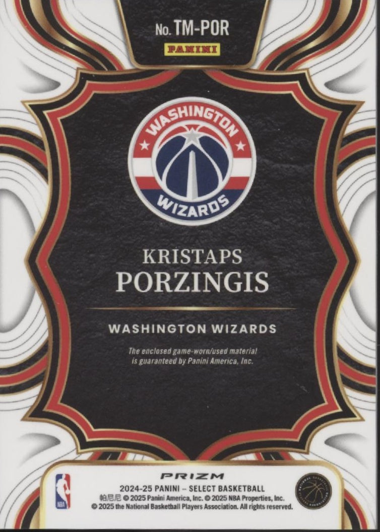 Kristaps Porzingis 2024-25 Panini Select Prizm Swatch #TM-POR