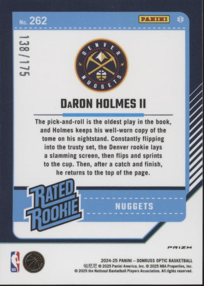 DaRon Holmes II 2024-25  Donruss Optic Rated Rookie Blue Hyper Prizm RC 138/175