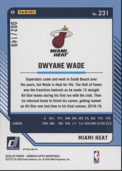 Dwyane Wade 2024-25 Panini Donruss Optic Legends Green Shock Prizm 002/149 #231
