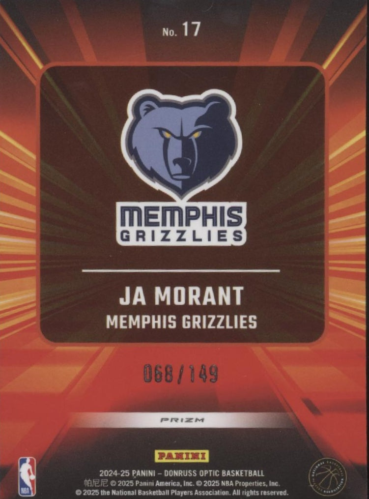 Ja Morant 2024-25 Panini Donruss Optic Express Lane Red Seismic Prizm 068/149 #1