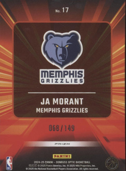 Ja Morant 2024-25 Panini Donruss Optic Express Lane Red Seismic Prizm 068/149 #1