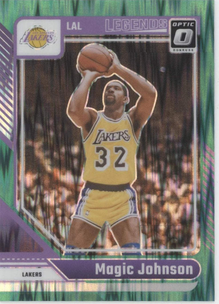 Magic Johnson 2024-25 Panini Donruss Optic Legends Green Shock Prizm 098/149