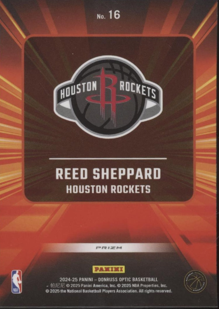 Reed Sheppard 2024-25 Panini Donruss Optic Express Lane Purple Prizm RC #16