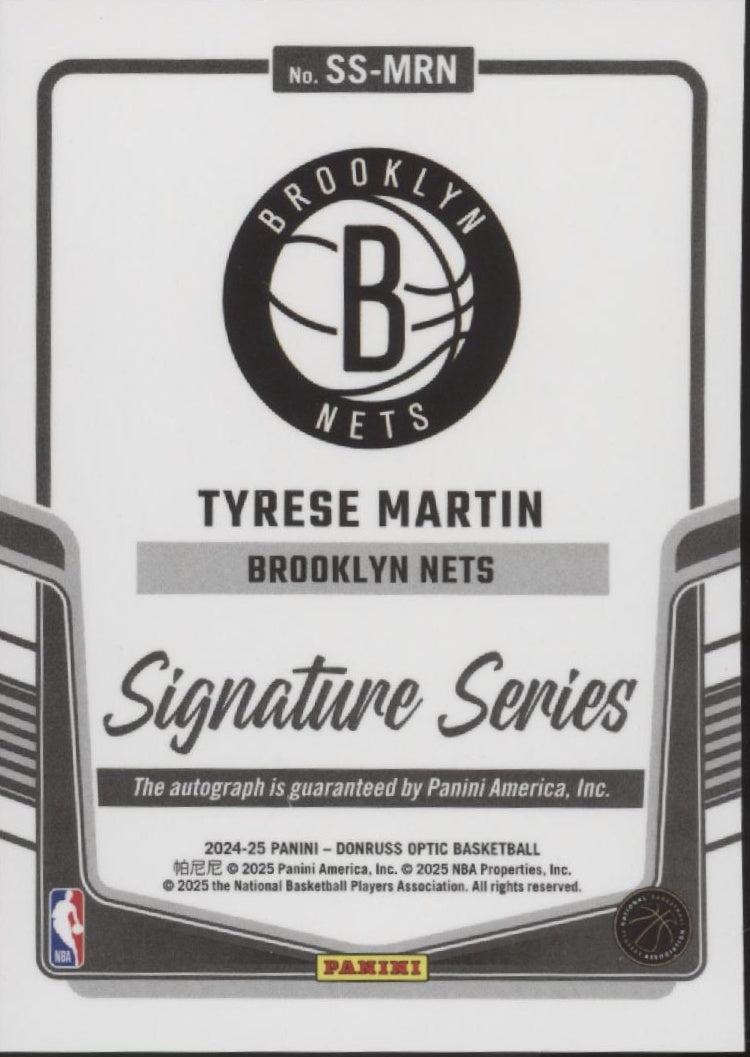 Tyrese Martin 2024-25 Panini Donruss Optic Signature Series Auto #SS-MRN