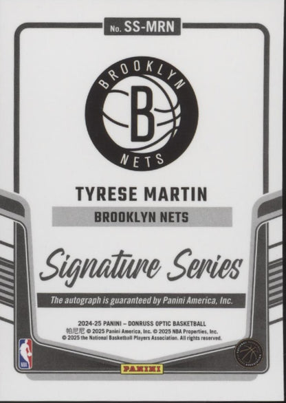 Tyrese Martin 2024-25 Panini Donruss Optic Signature Series Auto #SS-MRN