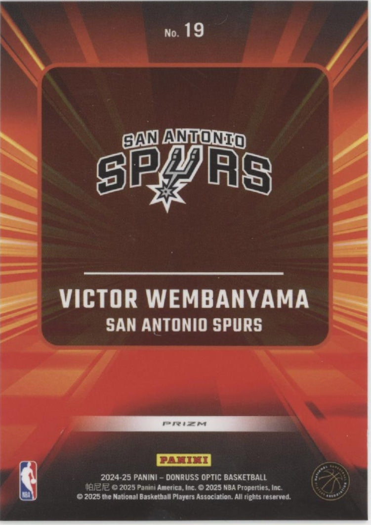 Victor Wembanyama 2024-25 Panini Donruss Optic Express Lane Purple Prizm #19