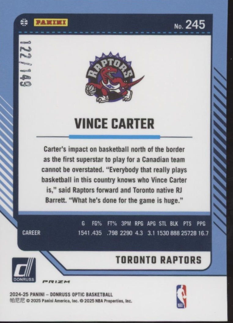 Vince Carter 2024-25 Panini Donruss Optic Legends Green Shock Prizm /149 #2
