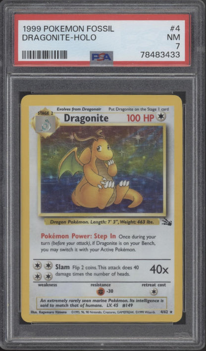 Dragonite Pokemon Fossil Holo #4 PSA 7