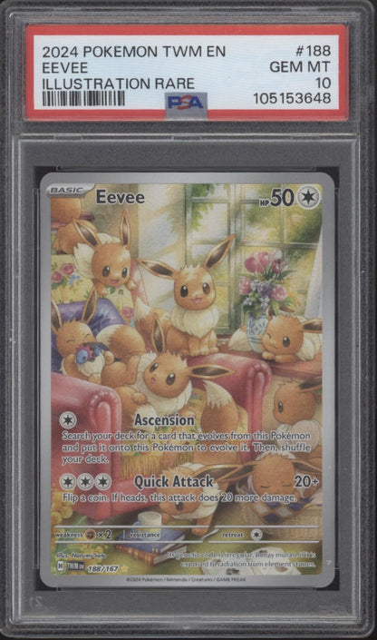 Eevee Pokemon Twilight Masquerade Illustration Rare #188 PSA 10