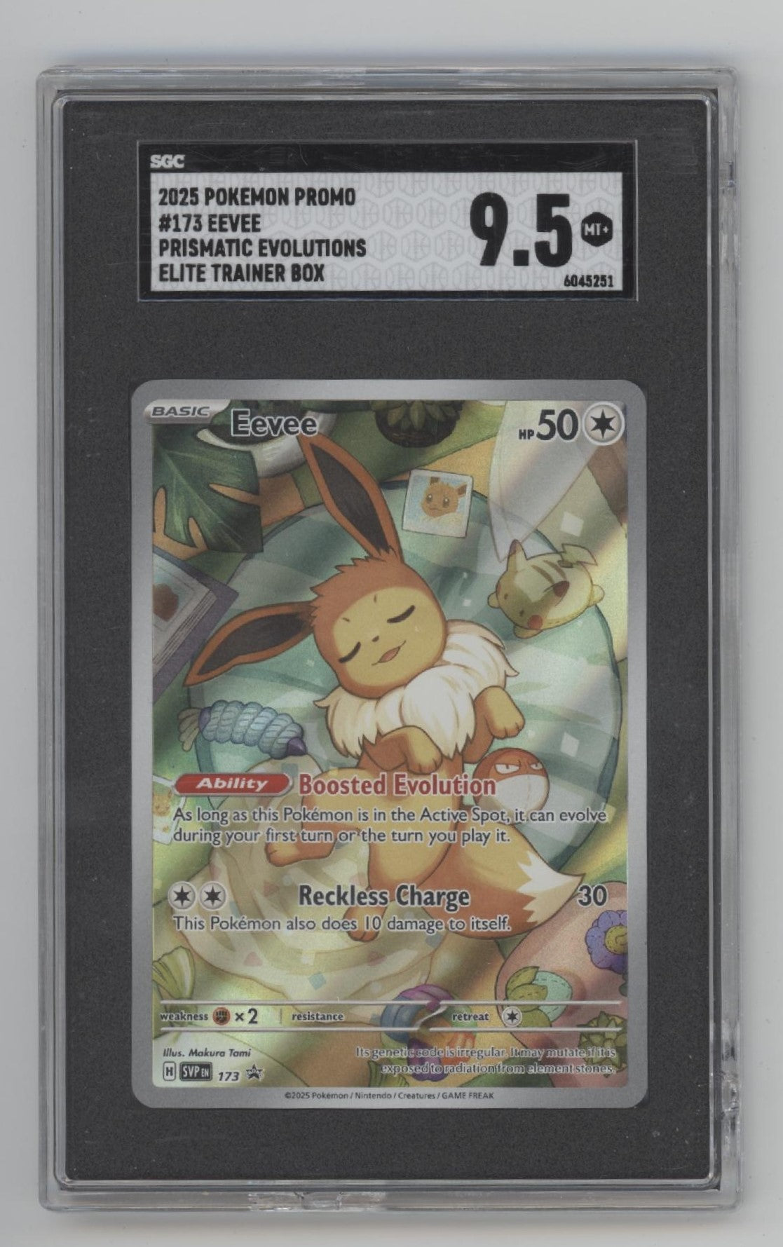 Eevee Pokemon Prismatic Evolutions Elite Trainer Box Promo #173 SGC 9.5